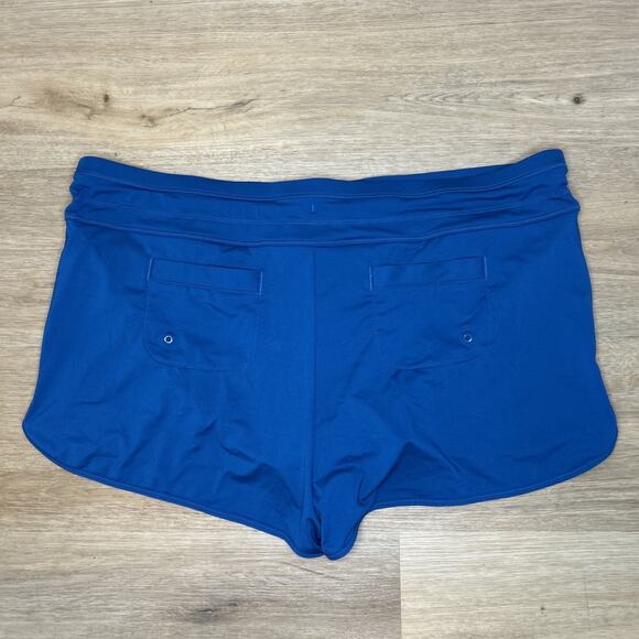 Athleta Women’s L Kata Swim Shorts Drawstring Lined Blue Boy shorts Swimwear - Picture 4 of 6